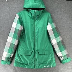 Oakley Hooded Jacket Men's Medium Loose Fit Snow Sports Outdoor Green Plaid READ